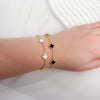 Elegant Clover Bracelet with 18K Gold Plating – Mother of Pearl or Onyx – Dainty Lucky Charm Jewelry for Women, Minimalist Gold Bracelet Gift