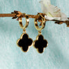 18K Gold-Plated Clover Earrings – Elegant Gift with Black Onyx, Mother of Pearl & Sparkling Zircon Accents