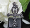 This close-up shot highlights the intricate craftsmanship of the Ankh symbol, combined with the Eye of Horus—another powerful ancient Egyptian symbol. Together, they enhance the spiritual essence of this pendant, making it an ideal gift for those who appreciate Egyptian culture and symbolism. The attention to detail in this design sets it apart from other jewelry.