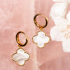 18K Gold-Plated Clover Earrings – Elegant Gift with Black Onyx, Mother of Pearl & Sparkling Zircon Accents