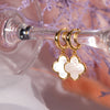 18K Gold-Plated Clover Earrings – Elegant Gift with Black Onyx, Mother of Pearl & Sparkling Zircon Accents
