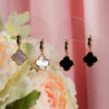 18K Gold-Plated Clover Earrings – Elegant Gift with Black Onyx, Mother of Pearl & Sparkling Zircon Accents