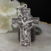 Sterling Silver Jesus Cross Pendant for Men, 925 Oxidized Christian Jewelry, Religious Necklace with Resurrection Scene, Orthodox Style Gift
