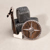 925 Sterling Silver Viking Shield Pendant with Axe and Black Cubic zirconia Accents.