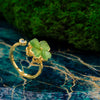 Adjustable Gold Four Leaf Clover Ring β Green Gemstone Lucky Ring for Women, Elegant Fidget Spinner Ring, Anxiety Relief Jewelry