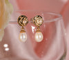 Gift-ready rose and pearl earrings in elegant packaging, perfect present for her