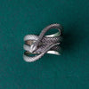 This photo emphasizes the intricate scale pattern along the snake’s body, crafted to perfection to mimic real-life textures. The 925 sterling silver construction not only ensures durability but also enhances the ring’s tactile feel, making it both visually and physically engaging. This piece combines artistry and nature, ideal for those who appreciate detailed jewelry design.