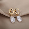 Gold and pearl earring set with baroque freshwater pearls – trendy gift for her or bridesmaid jewelry