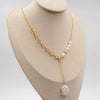 Elegant gold chain necklace with freshwater baroque pearls – modern bridal jewelry or wedding gift