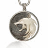 Handcrafted 925 silver wolf head pendant with rustic texture, round shape animal necklace for gift