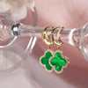18K Gold Clover Earrings with Cubic Zirconia, Green Jade, Black Onyx, Mother of Pearl – Elegant Dangle Jewelry Gift for Her