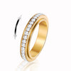 Spinner Ring Stainless Steel with Zircon Stones Anti Stress Ring Rotating Band Anxiety Relief Ring for Women and Men
