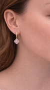 Gold Clover Earrings 18K Plated Pink Stone Drop Earrings Luxury Zircon Hoop Earrings Gift for Women