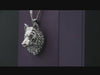 Oxidized silver wolf necklace with realistic wolf head, masculine and spiritual gift idea